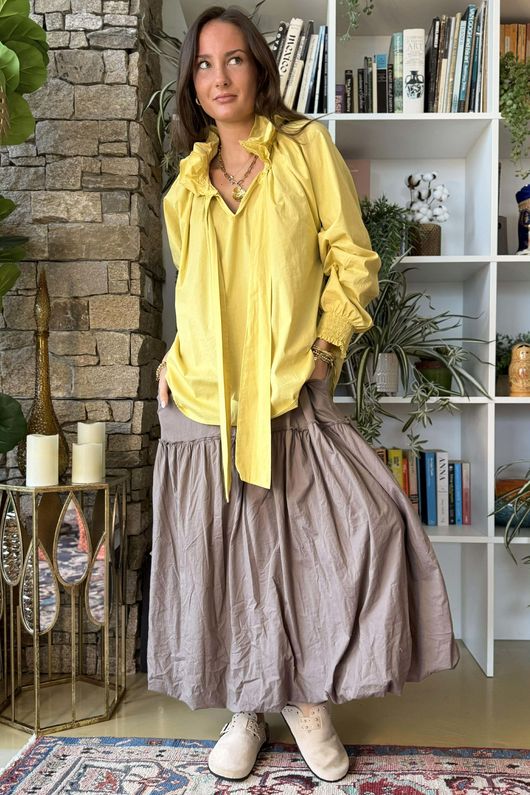 Paloma Bubble Hem Layering Dress Mocha